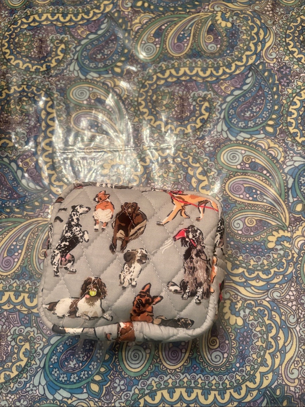 Vera Bradley Dog Show Print Clear Cosmetic Case w/ 3 pieces total of 4 pieces - Picture 4 of 10